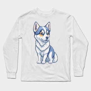 Pastel Siberian Cute Husky Dog Long Sleeve T-Shirt